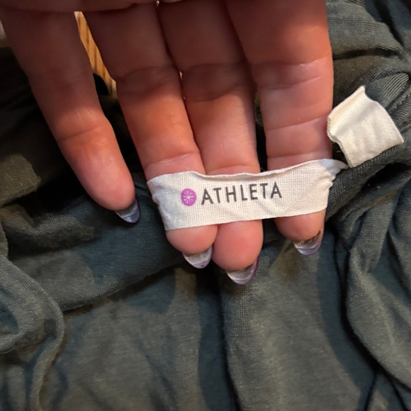 Athleta Faux Wrap knit sleeveless tank Dress Olive Green Small - Picture 2 of 7